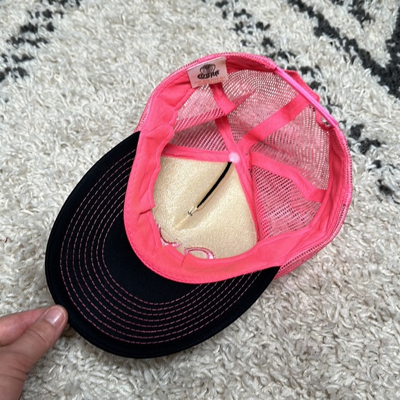 POP Neon Pink & Black Adjustable Snap Back Baseball Cap Hat One Size - Picture 6 of 8